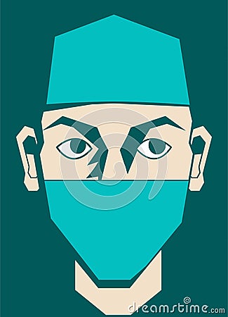 Portrait of a doctor in mask and cap vector illustration Vector Illustration